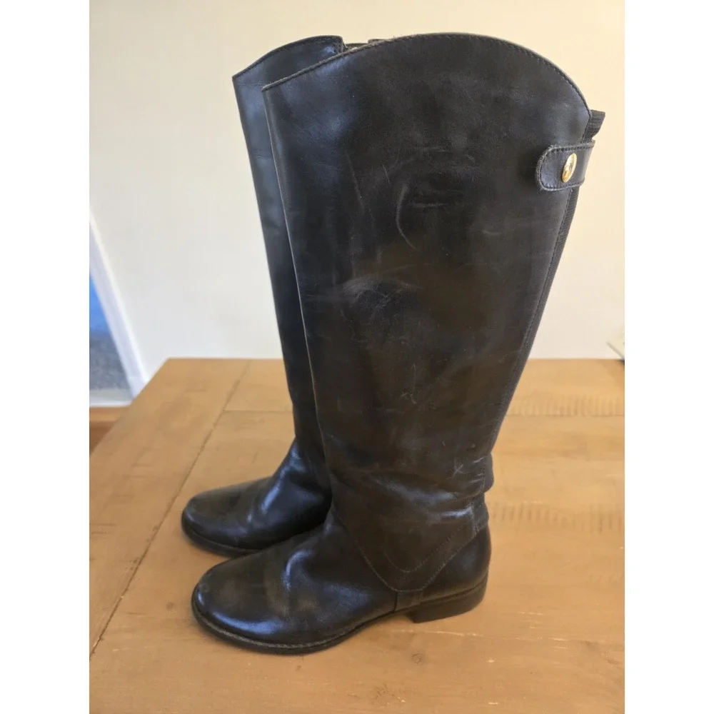 STEVEN Womens SADY Black Leather Knee High Boots Size‎ 6.5
